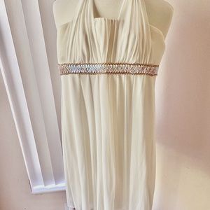 worn 1x offwhite chiffon beaded tube mini dress
